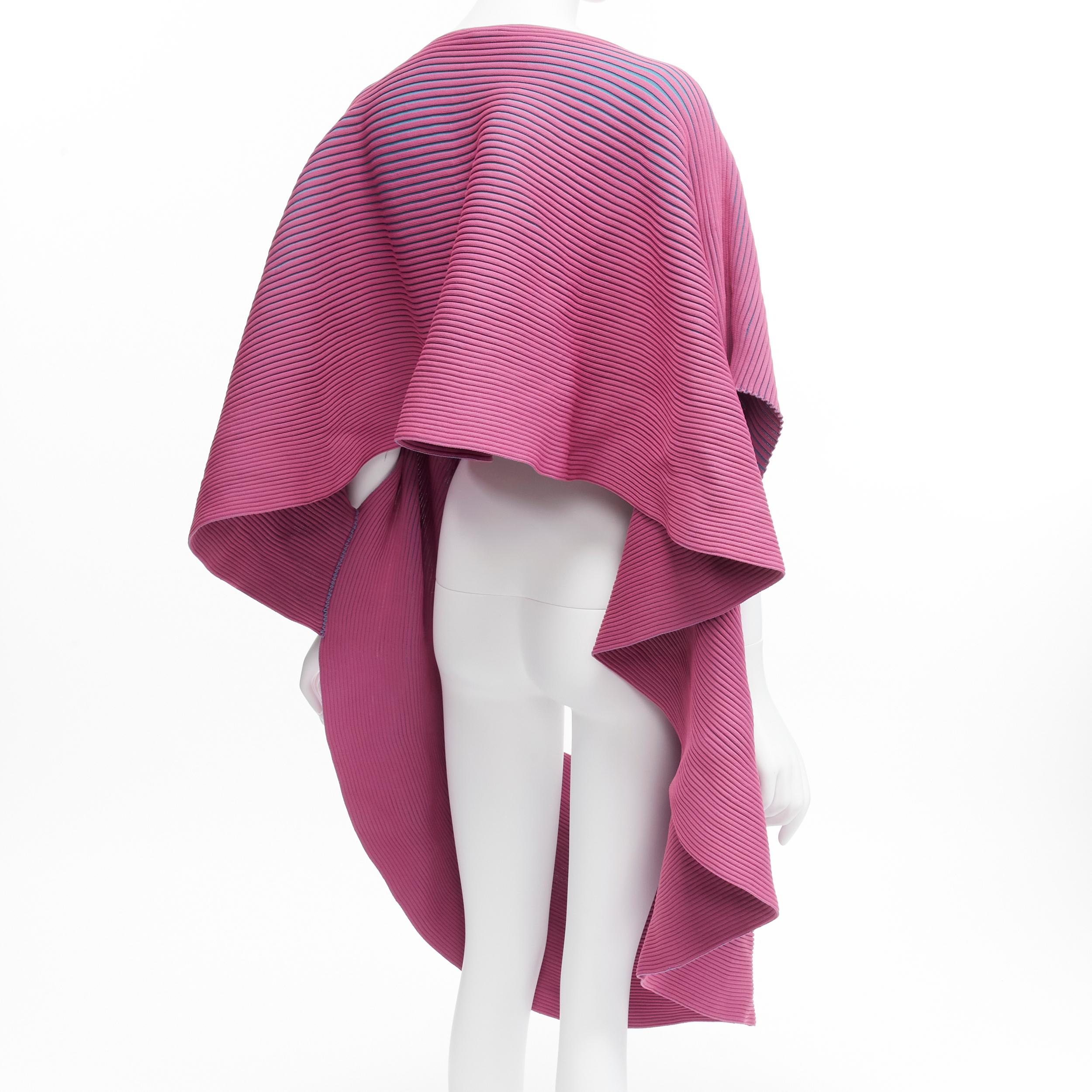ISSEY MIYAKE 2022 pink blue ribbed knit 3D circle cut draped sweater top JP2 M 3