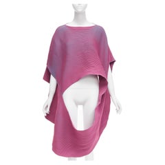 ISSEY MIYAKE 2022 pink blue ribbed knit 3D circle cut draped sweater top JP2 M