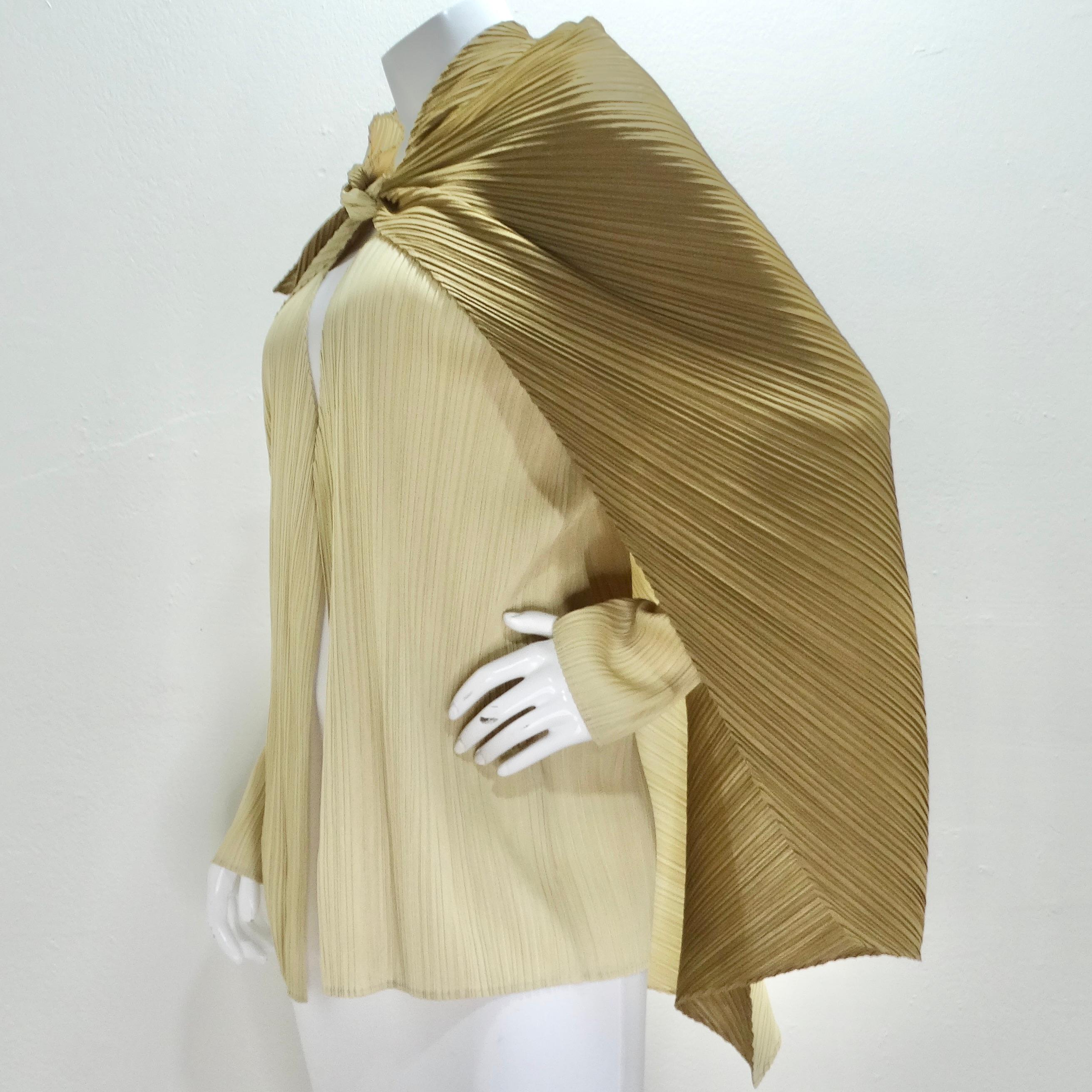 Issey Miyake 90s Pleats Please Cardigan and Shawl Set Neutral Brown For Sale 6