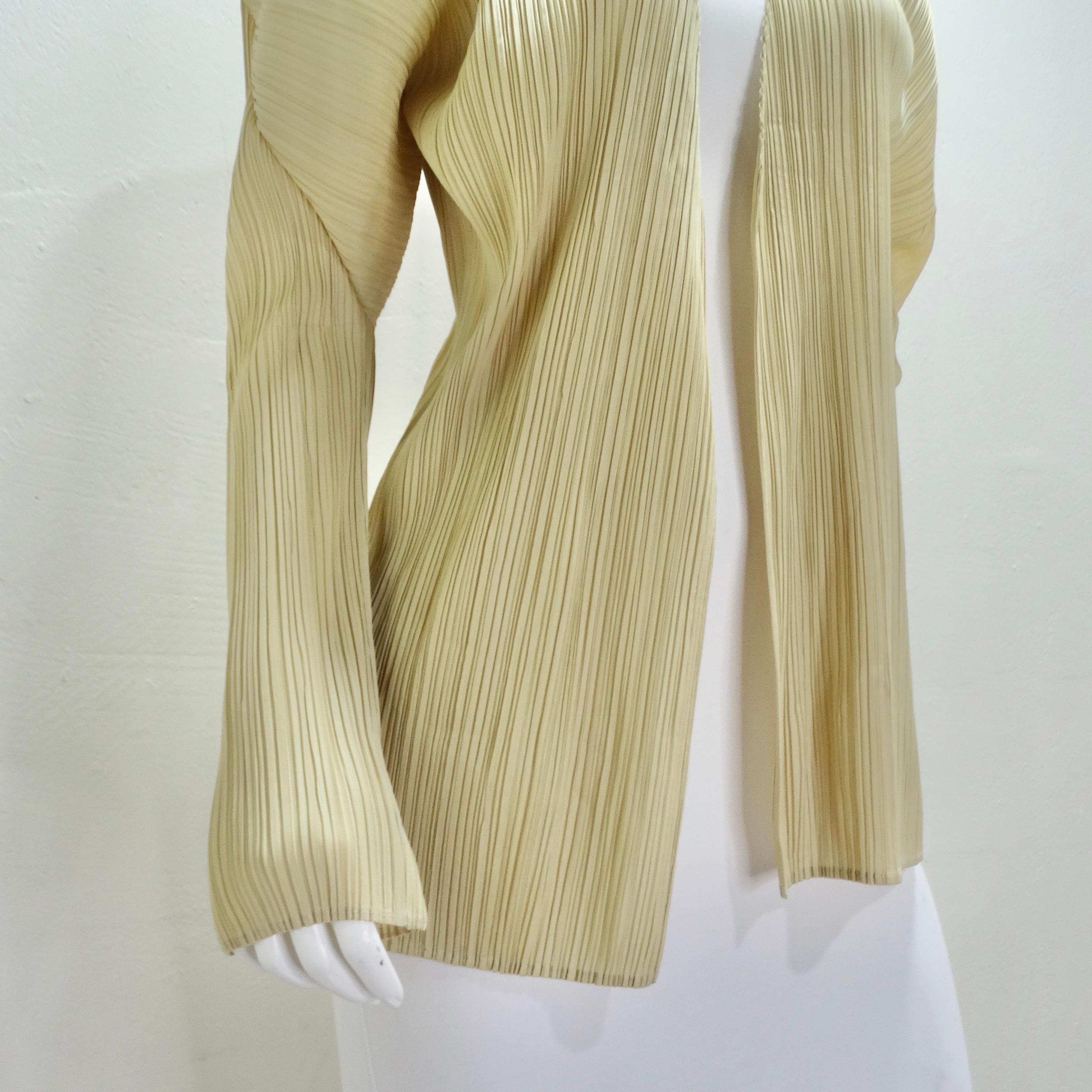 Issey Miyake 90s Pleats Please Cardigan and Shawl Set Neutral Brown In Excellent Condition For Sale In Scottsdale, AZ