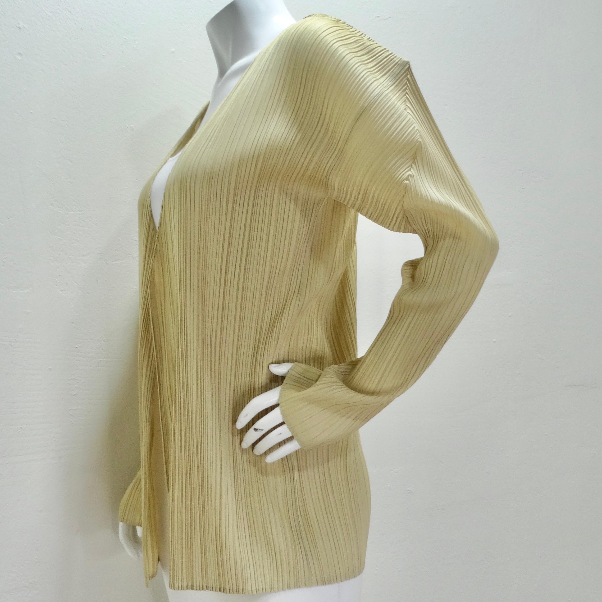 Issey Miyake 90s Pleats Please Cardigan and Shawl Set Neutral Brown For Sale 2