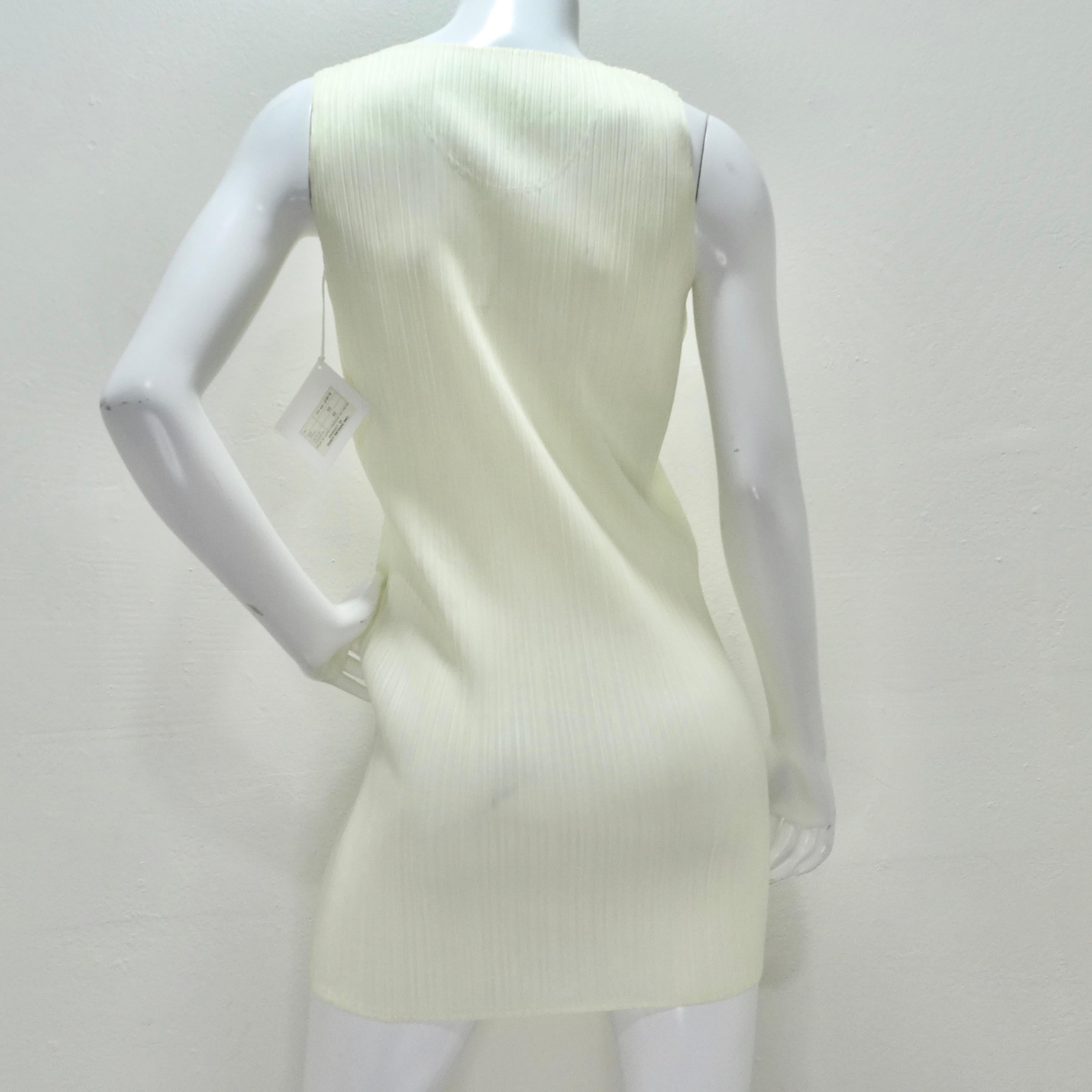 Issey Miyake 90s Pleats Please Mini Dress and Shawl Set Off-White 1