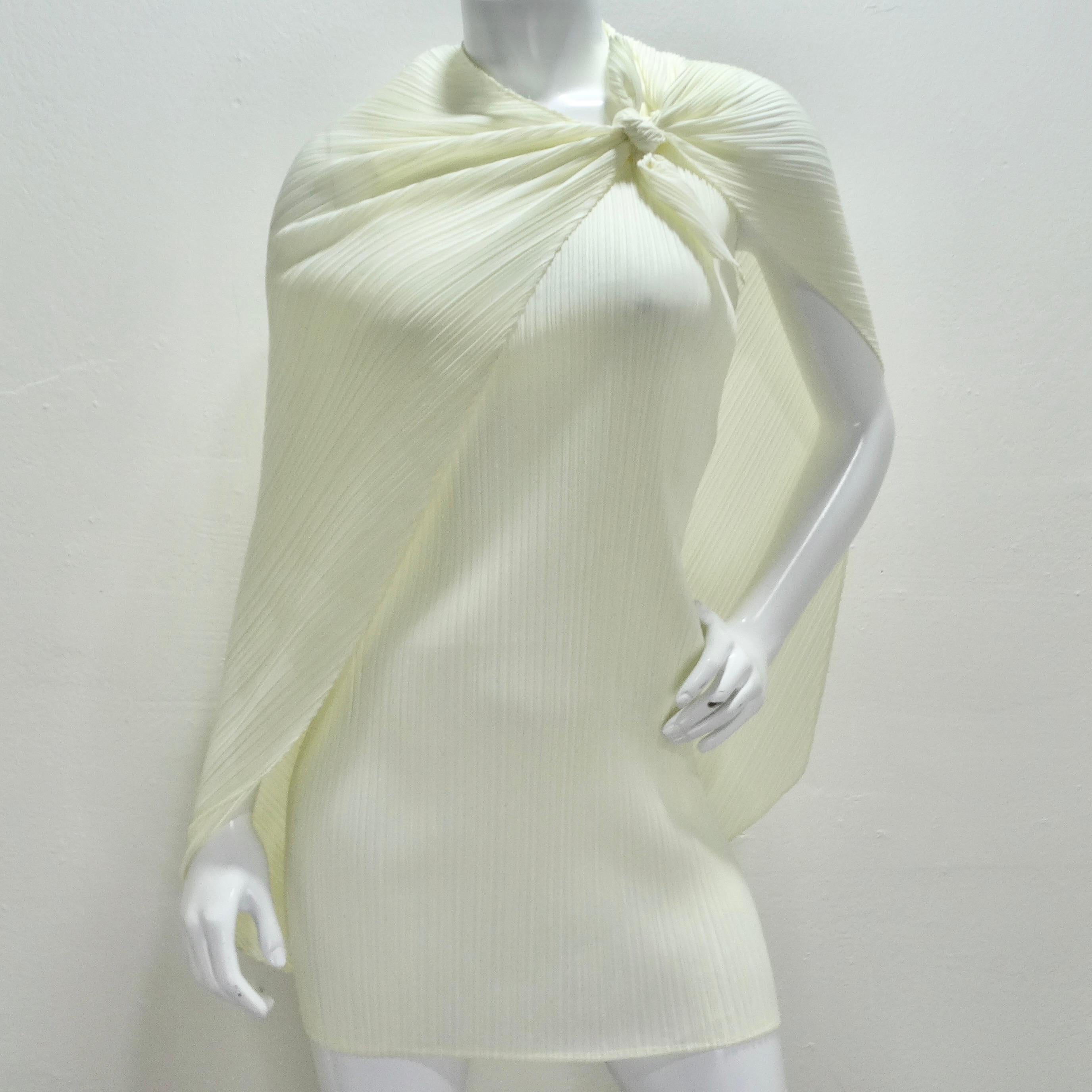 Issey Miyake 90s Pleats Please Mini Dress and Shawl Set Off-White 4