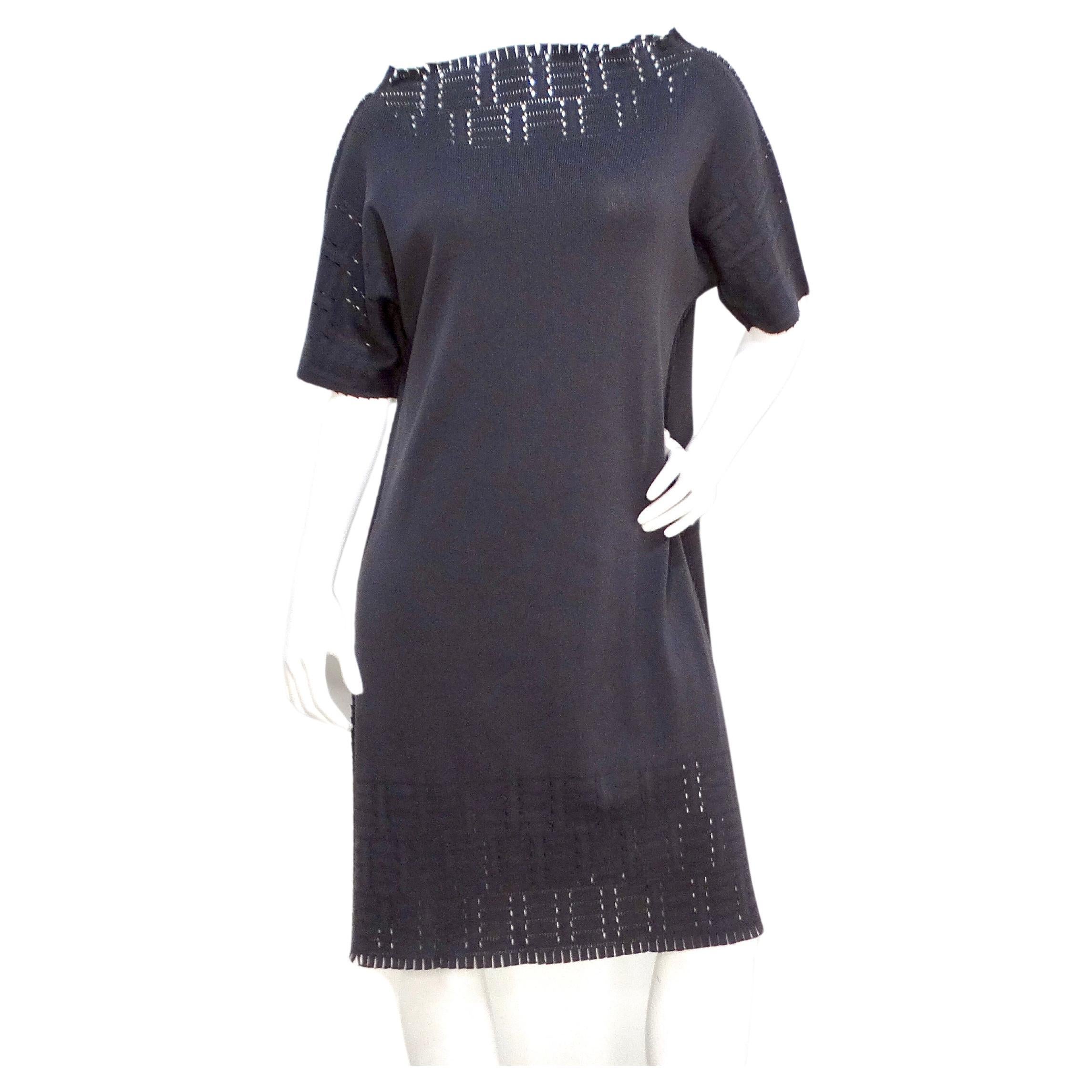 Issey Miyake A-POC Grey Knit T-Shirt Dress For Sale
