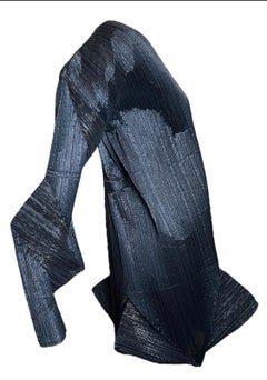 Issey Miyake A/W Black Pleated Architectural Avant-Garde Dress, 1994-95