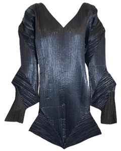 Issey Miyake A/W Black Pleated Architectural Avant-Garde Dress, 1994-95