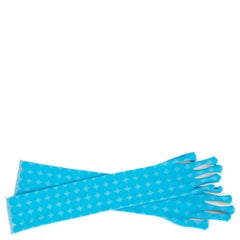 ISSEY MIYAKE aqua blue nylon PLEATS PLEASE OPERA Gloves