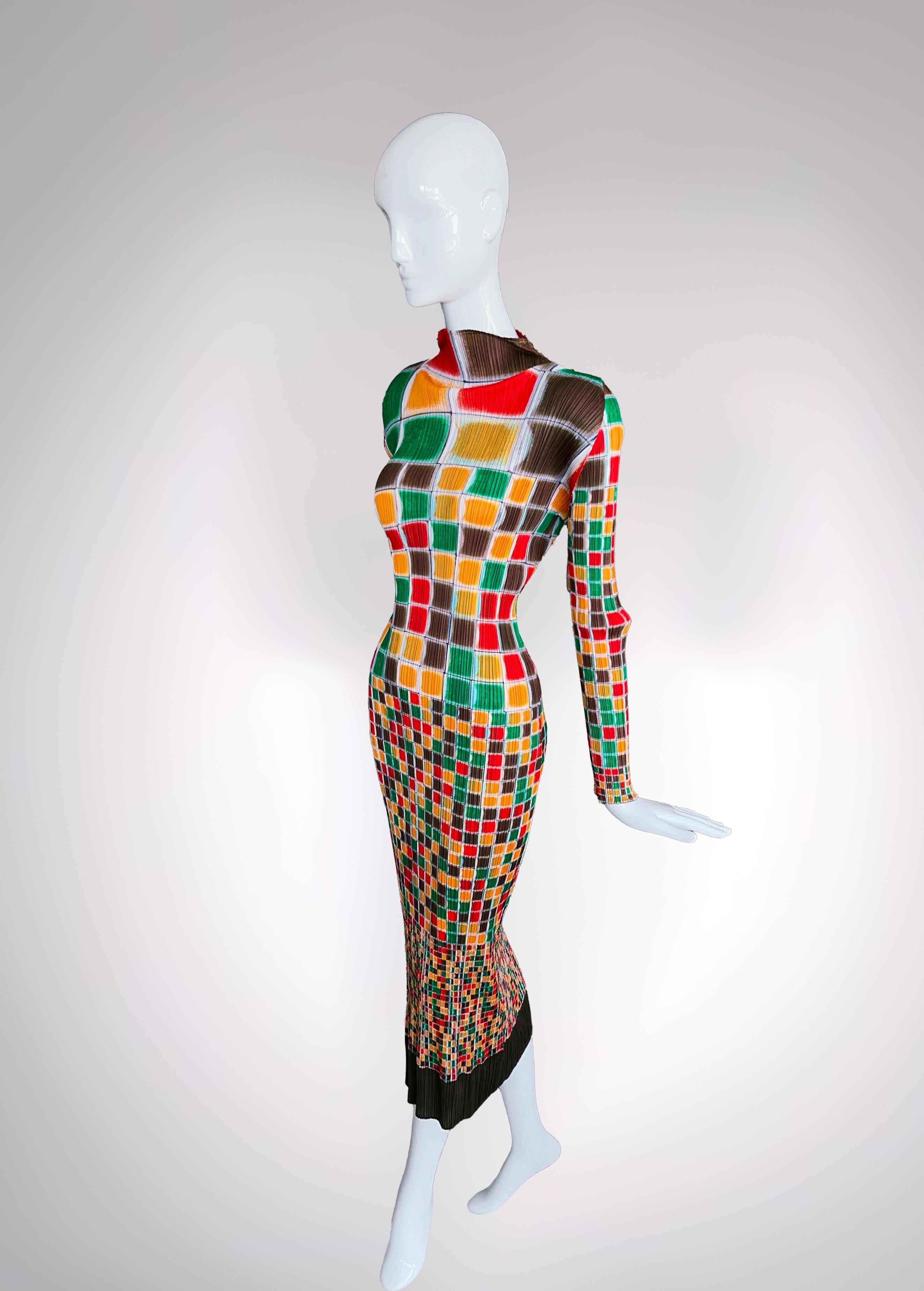 The Issey Miyake Kaleidoscope Dress
In the realm of avant-garde fashion, few designers captivate with the same fervor and ingenuity as Issey Miyake. The extremely rare SS 1994 Pleats Please dress is a testament to his visionary approach, timeless