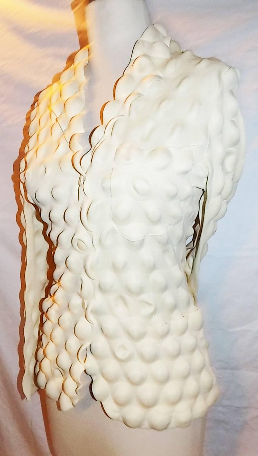 Issey Miyake A/W 2000 Egg Carton Jacket in Cream For Sale at