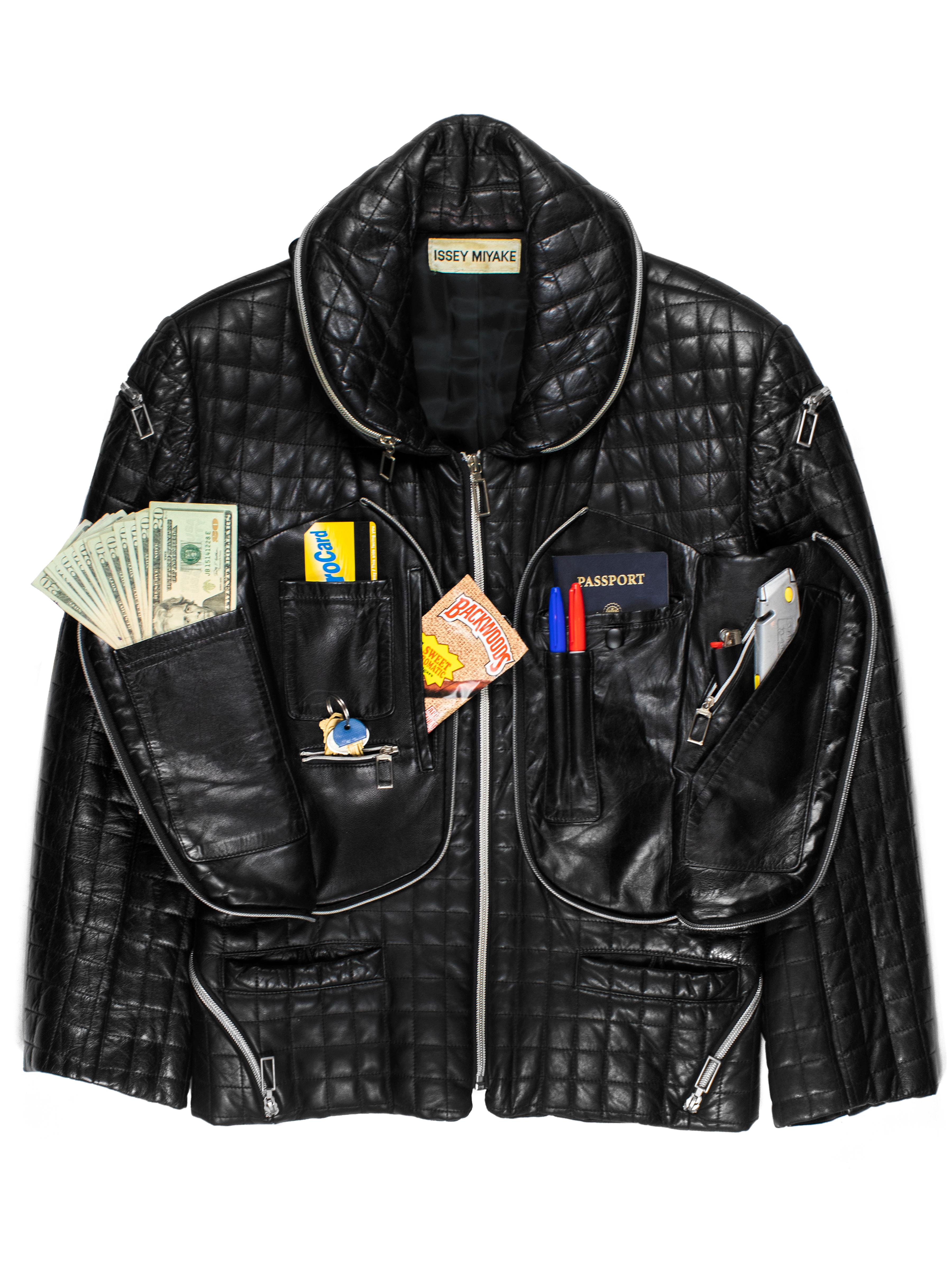 issey miyake leather jacket