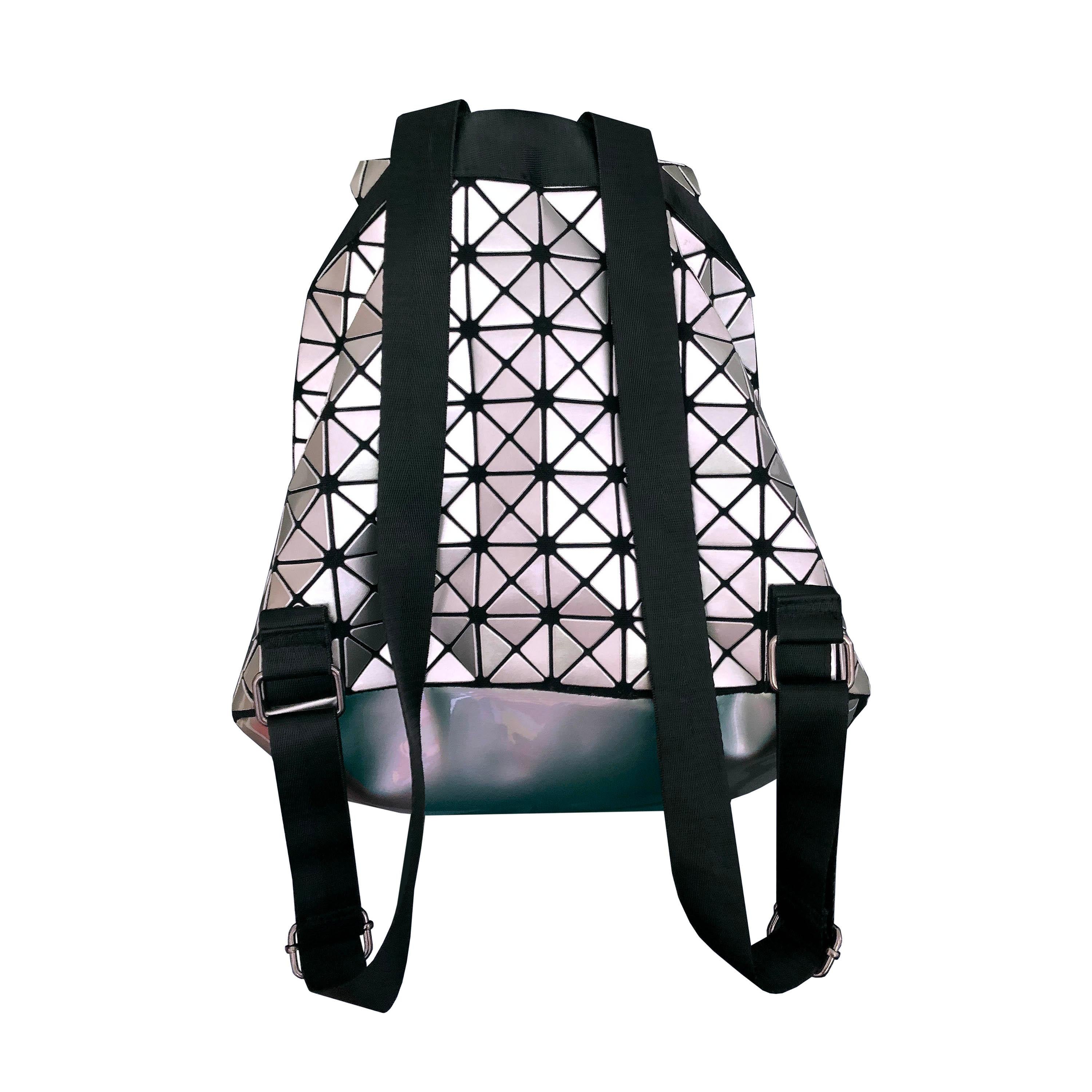 Issey Miyake BaoBao - Rucksack Bag - Metallic Silver - Adjustable Back Straps In Excellent Condition For Sale In KENT, GB