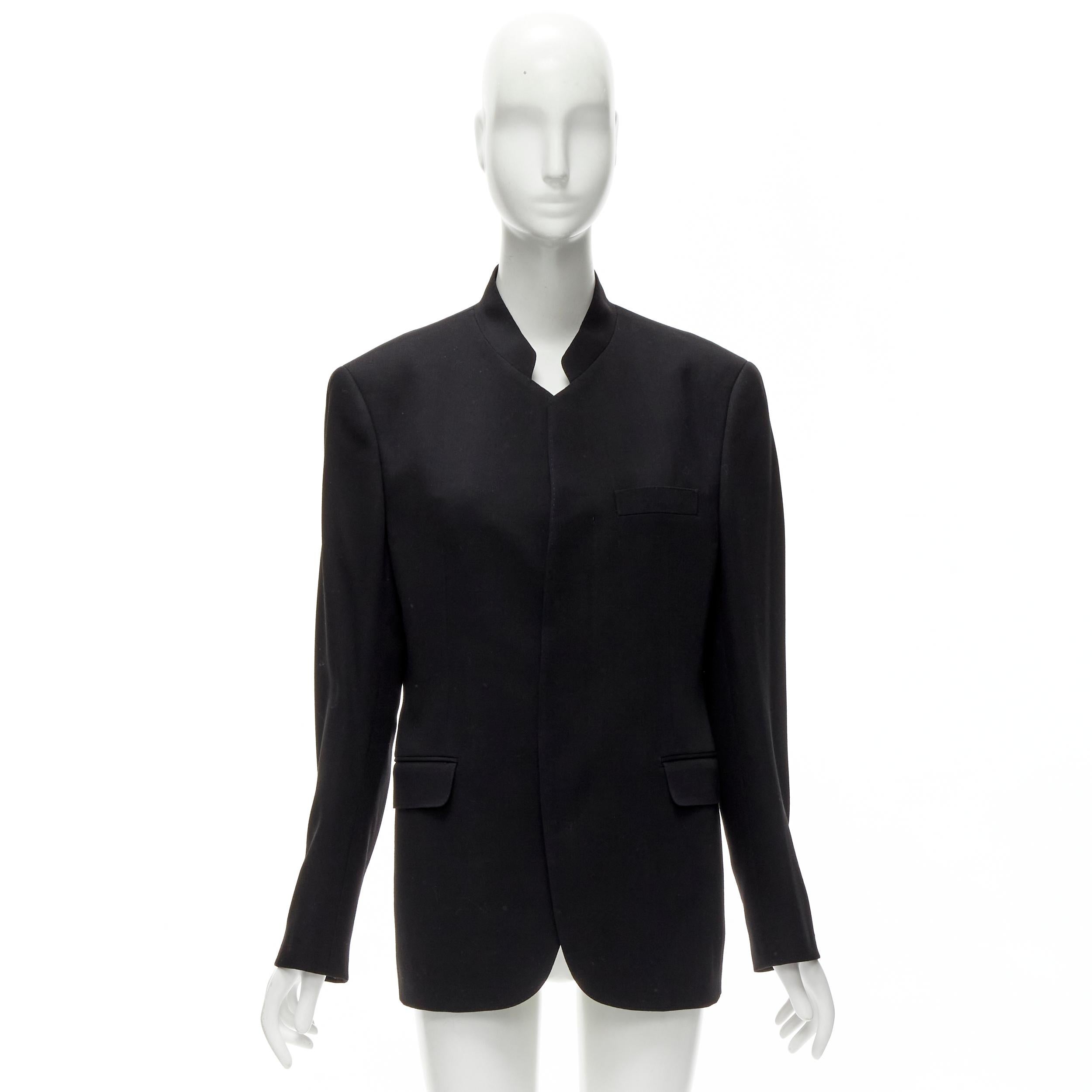 ISSEY MIYAKE black 100% wool minimal classic stand collar blazer JP1 S 6