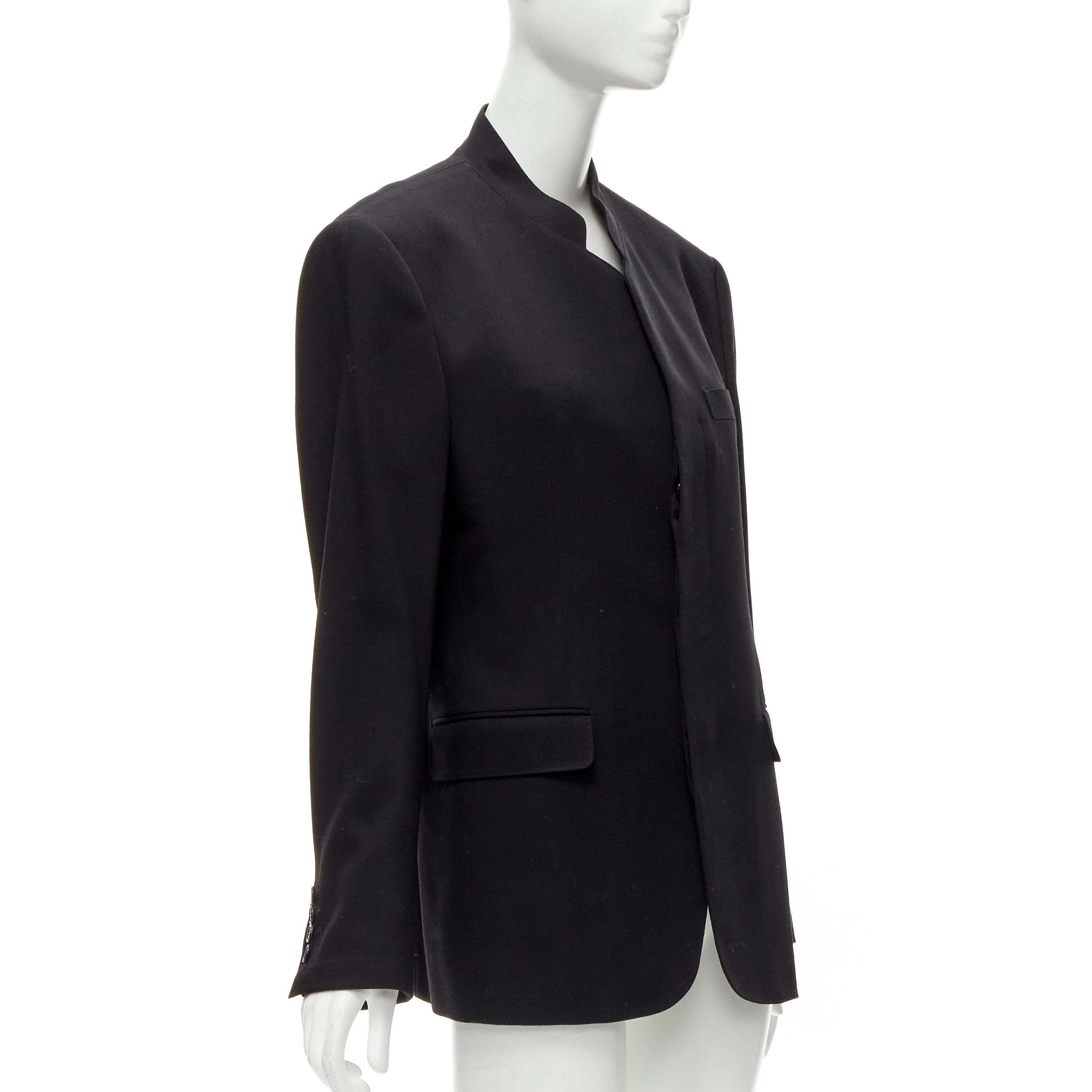 ISSEY MIYAKE black 100% wool minimal classic stand collar blazer JP1 S In Excellent Condition In Hong Kong, NT