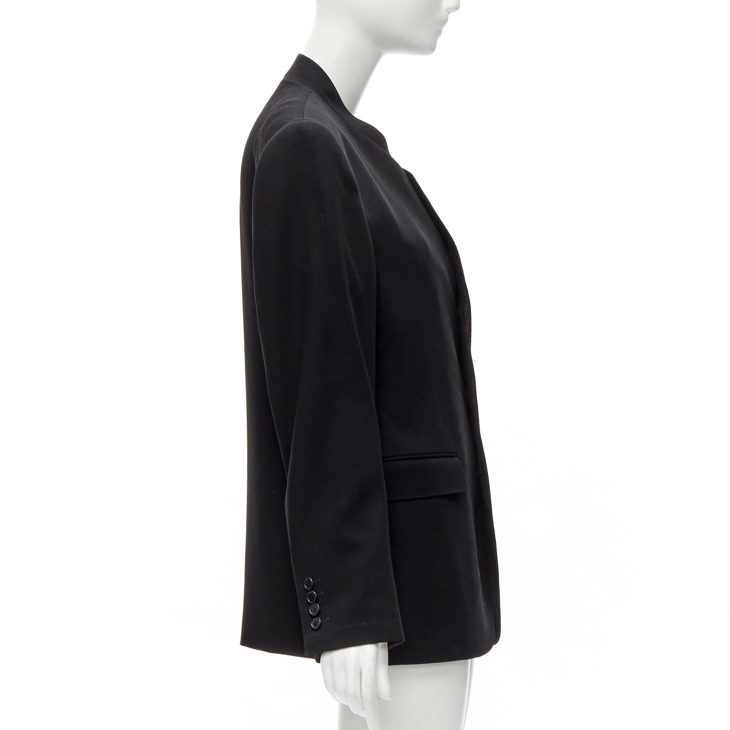 Women's ISSEY MIYAKE black 100% wool minimal classic stand collar blazer JP1 S