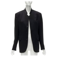 ISSEY MIYAKE black 100% wool minimal classic stand collar blazer JP1 S