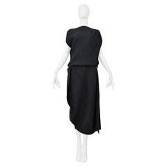 Issey Miyake Black Asymmetrical Pleated Top and Skirt Ensemble Ss 2005