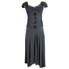 Issey Miyake Black Cotton Suit Dress and Jacket