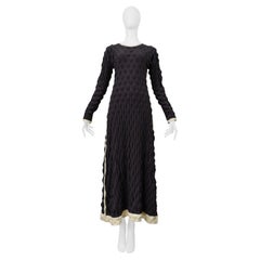 Issey Miyake Black "Egg Carton" Dress With Off White Trim 2000