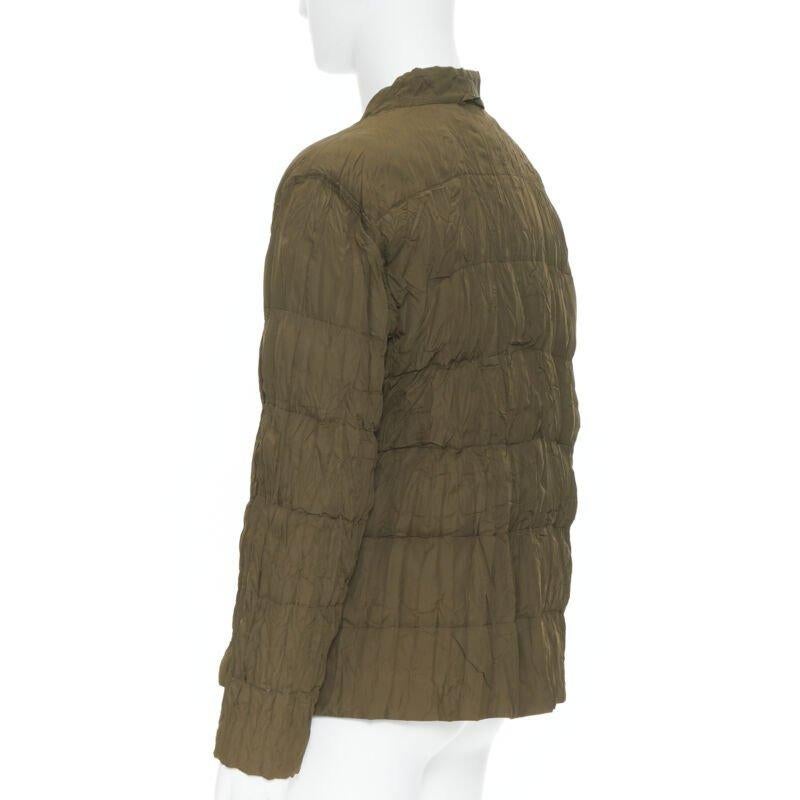 ISSEY MIYAKE black green reversible pleated crinkled padded jacket L For Sale 3