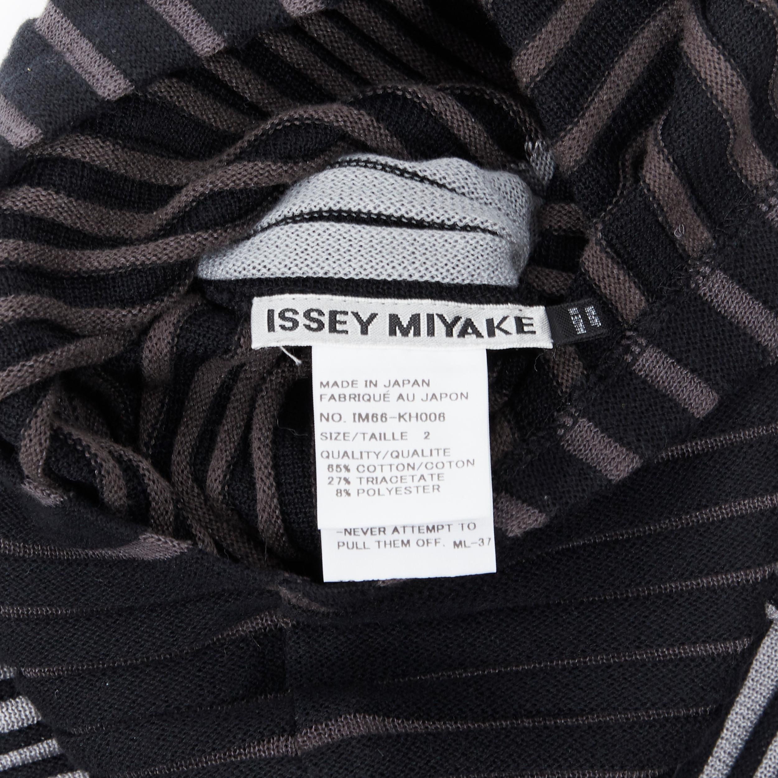 ISSEY MIYAKE black grey ribbed knitted cap sleeve stretch mini dress JP2 4