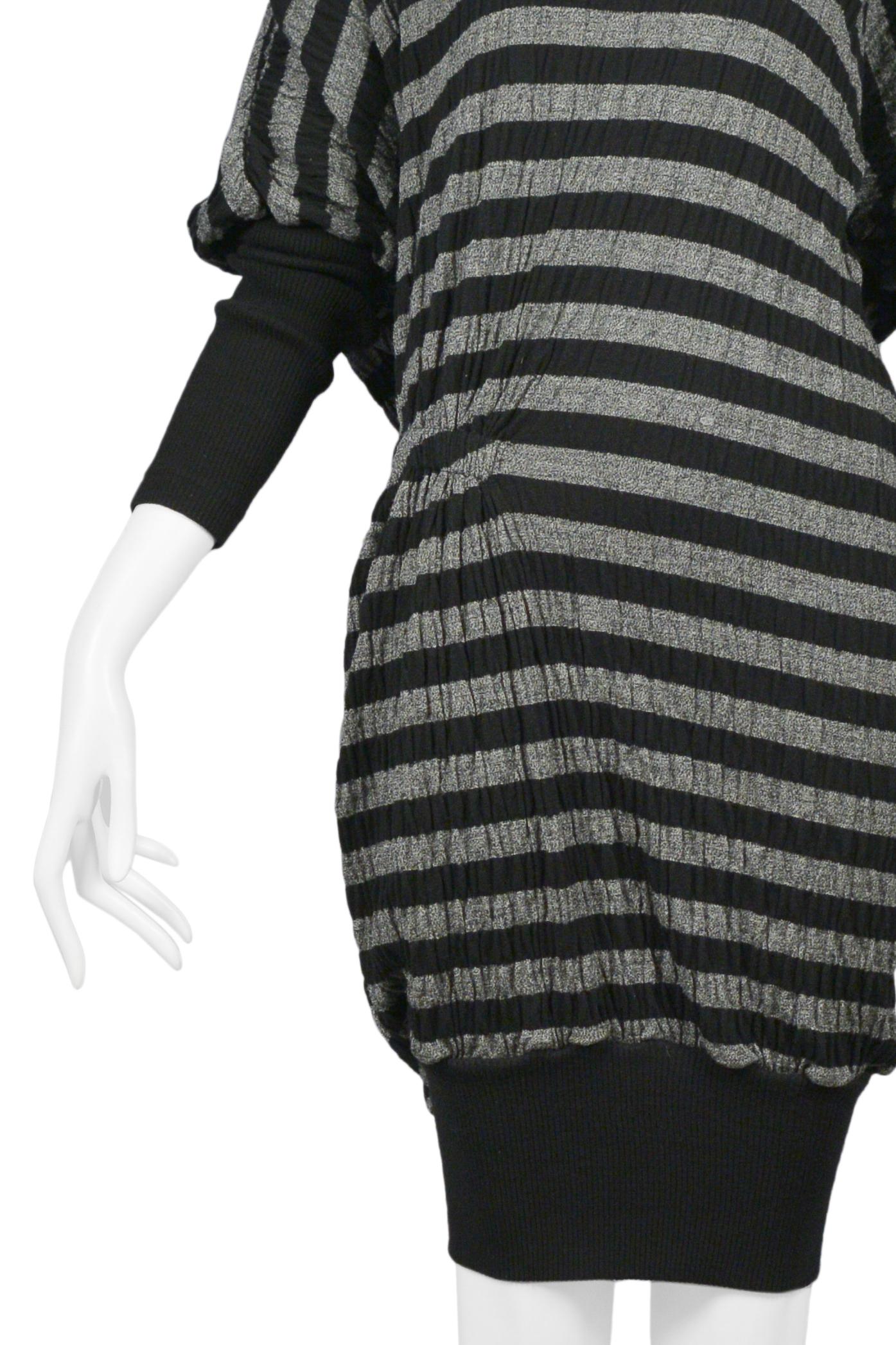 Issey Miyake Black & Grey Stripe Dress In Excellent Condition For Sale In Los Angeles, CA