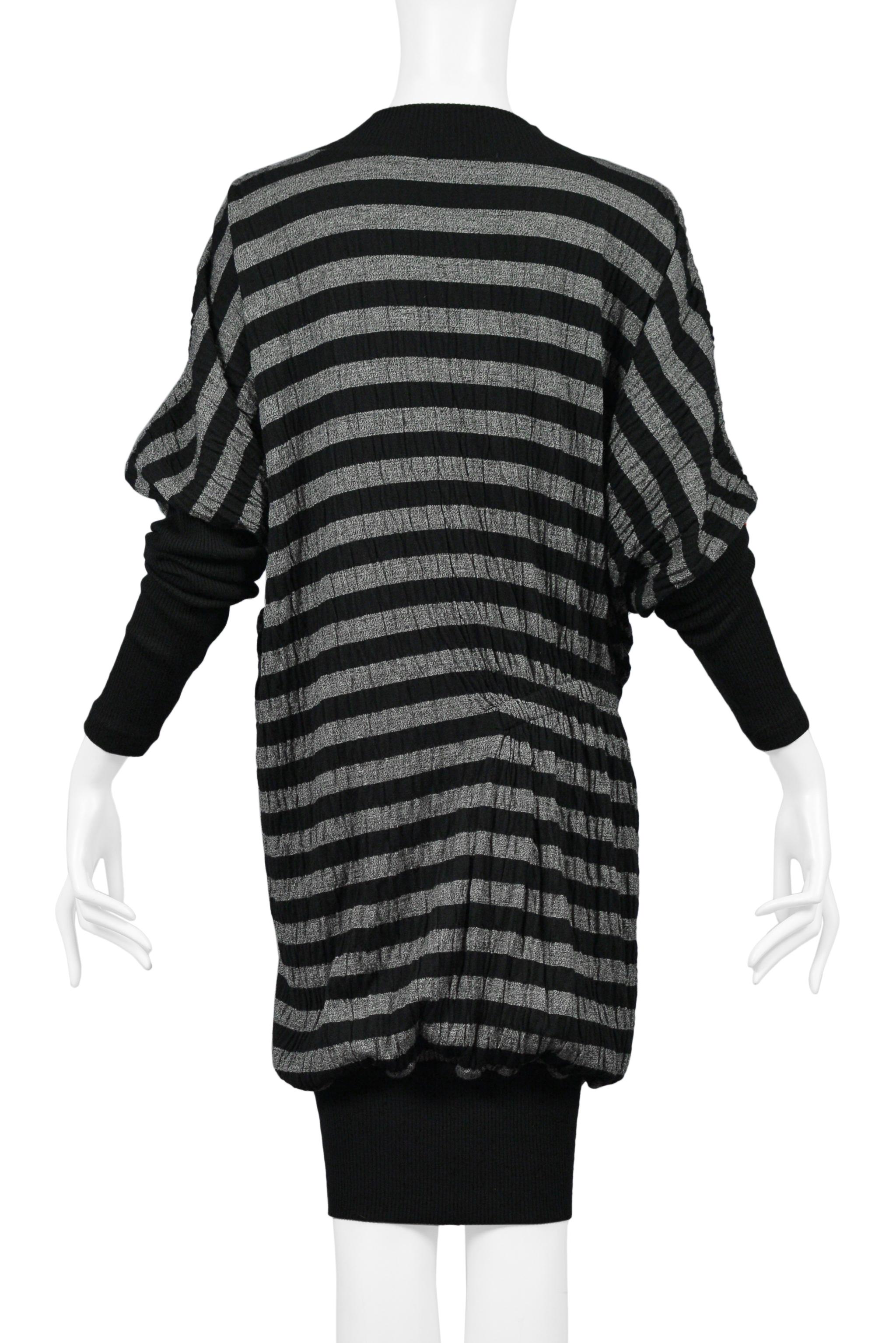 Women's Issey Miyake Black & Grey Stripe Dress For Sale