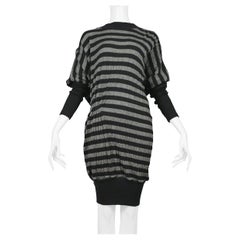 Vintage Issey Miyake Black & Grey Stripe Dress