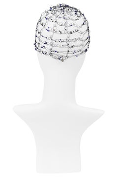 Issey Miyake Black Hairnet With Blue Beads