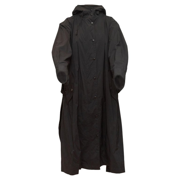 Issey Miyake Black Hooded Nylon Coat For Sale at 1stDibs