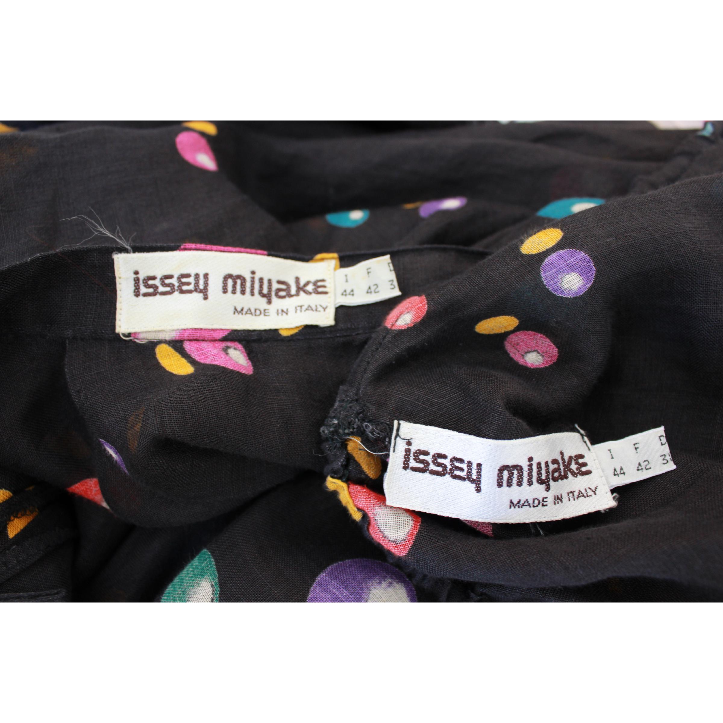Issey Miyake Black Linen Polka Dot Two Piece Skirt Blouse Dress Twin Set 1980s 1