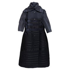 Issey Miyake Black & Navy Pleated Striped Coat