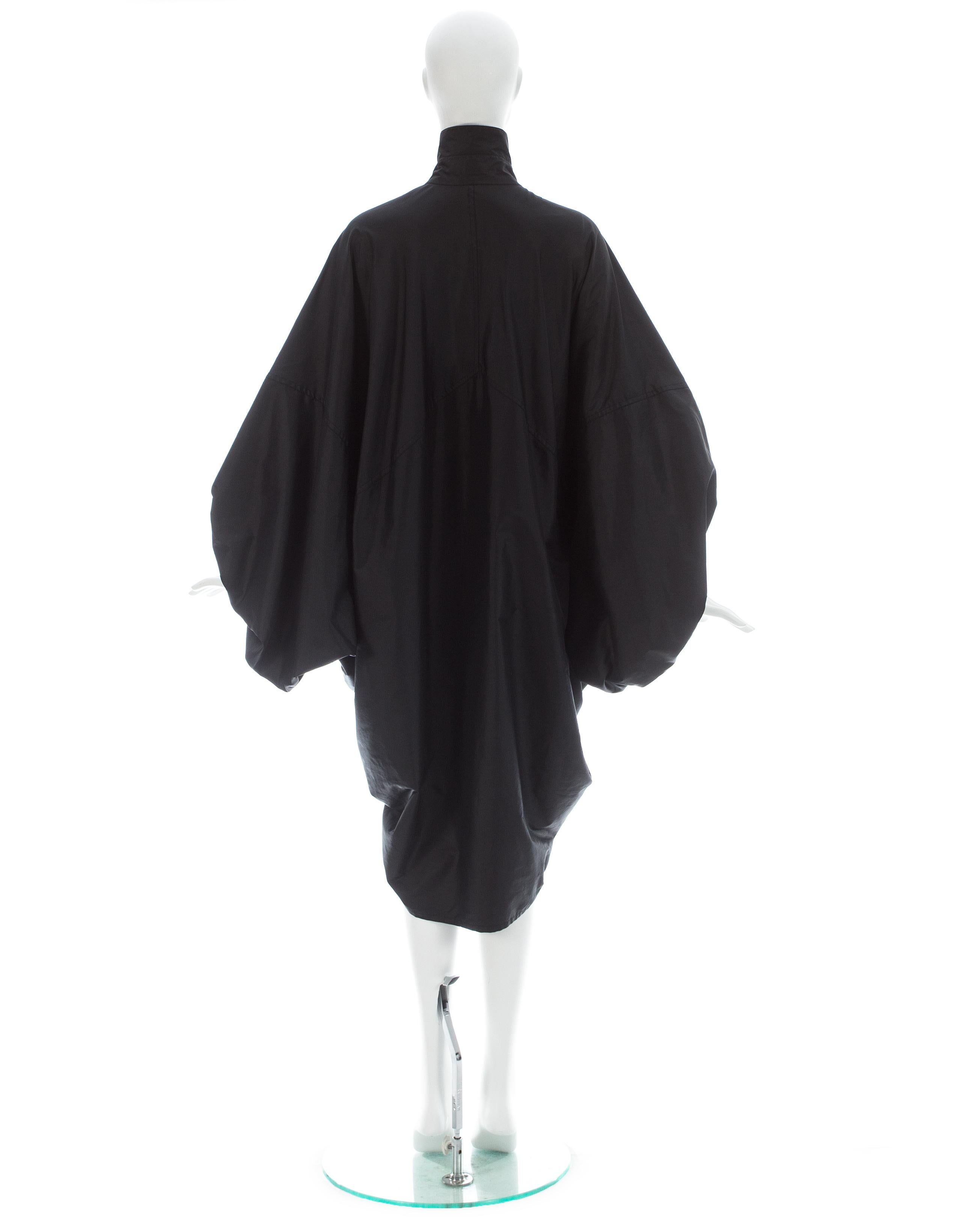 Issey Miyake black nylon oversized parachute coat, ca. 1987 For Sale 2