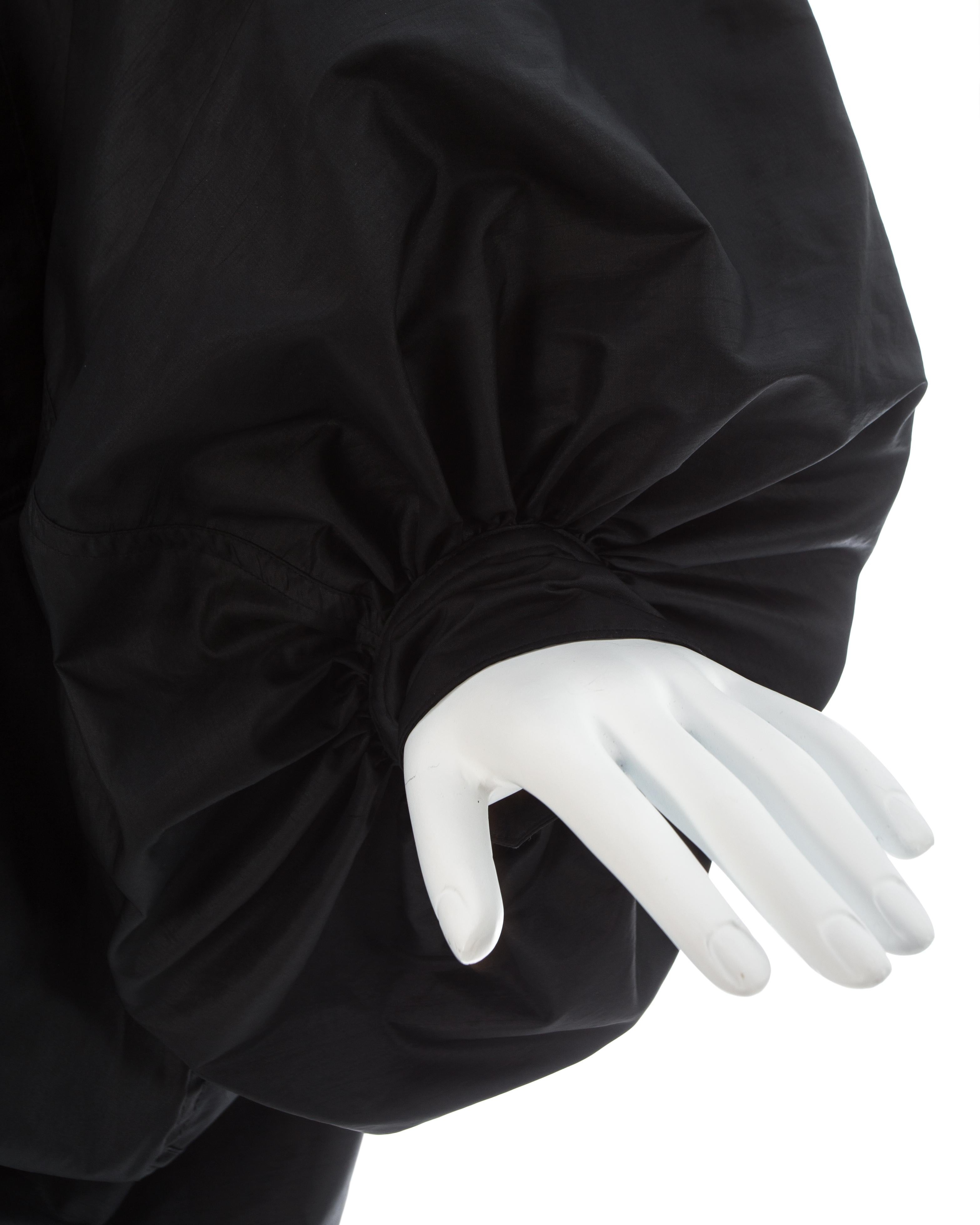 Issey Miyake black nylon oversized parachute coat, ca. 1987 For Sale 3