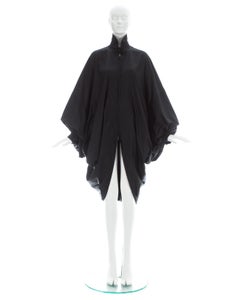 Issey Miyake black nylon oversized parachute coat, fw 1987