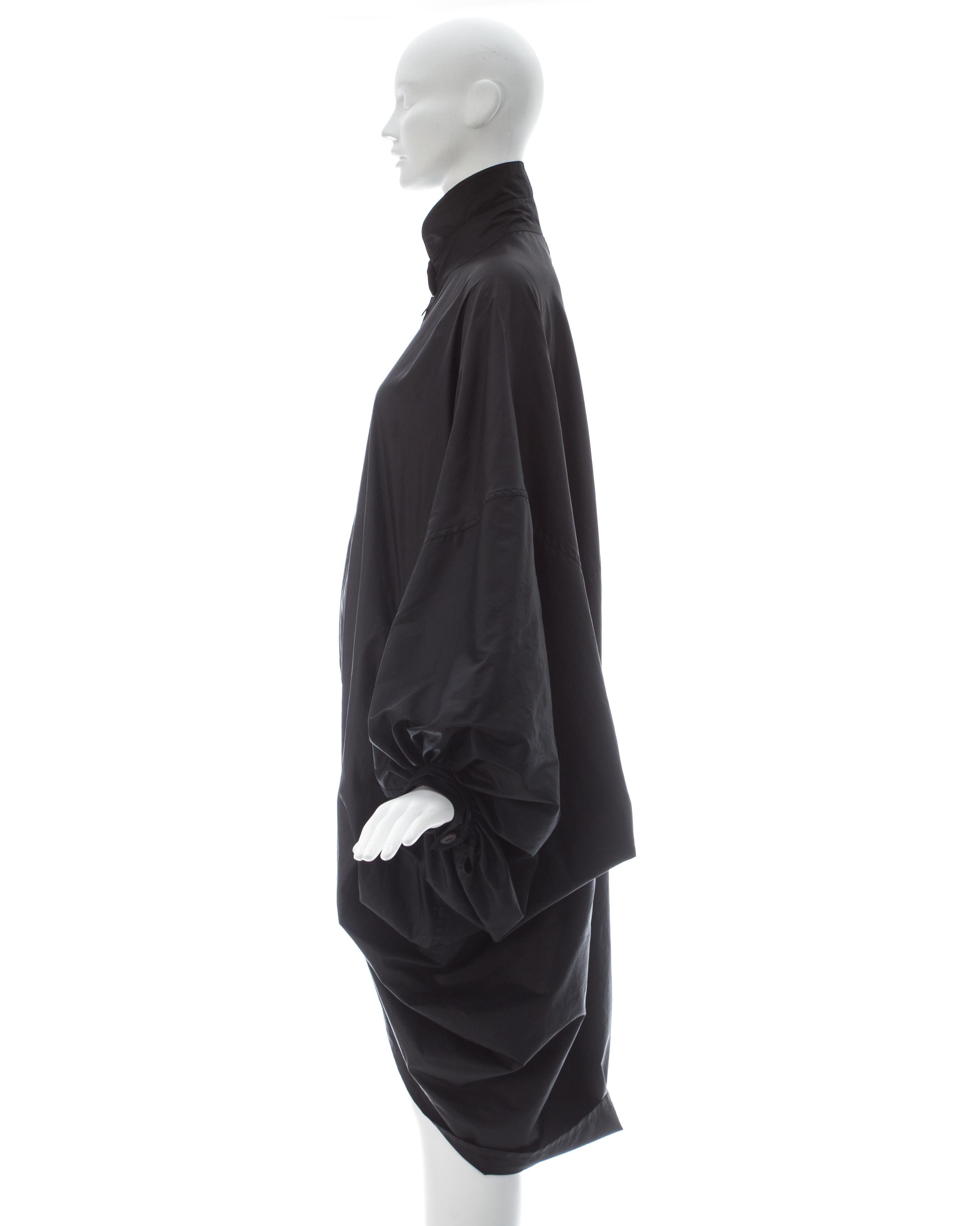 Issey Miyake black nylon oversized parachute coat, fw 1987 For Sale 1