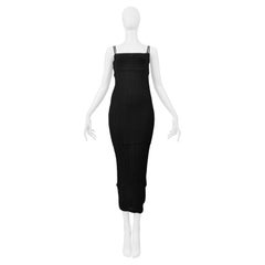 Issey Miyake Black Pleated Double Layer Camisole Dress Gown