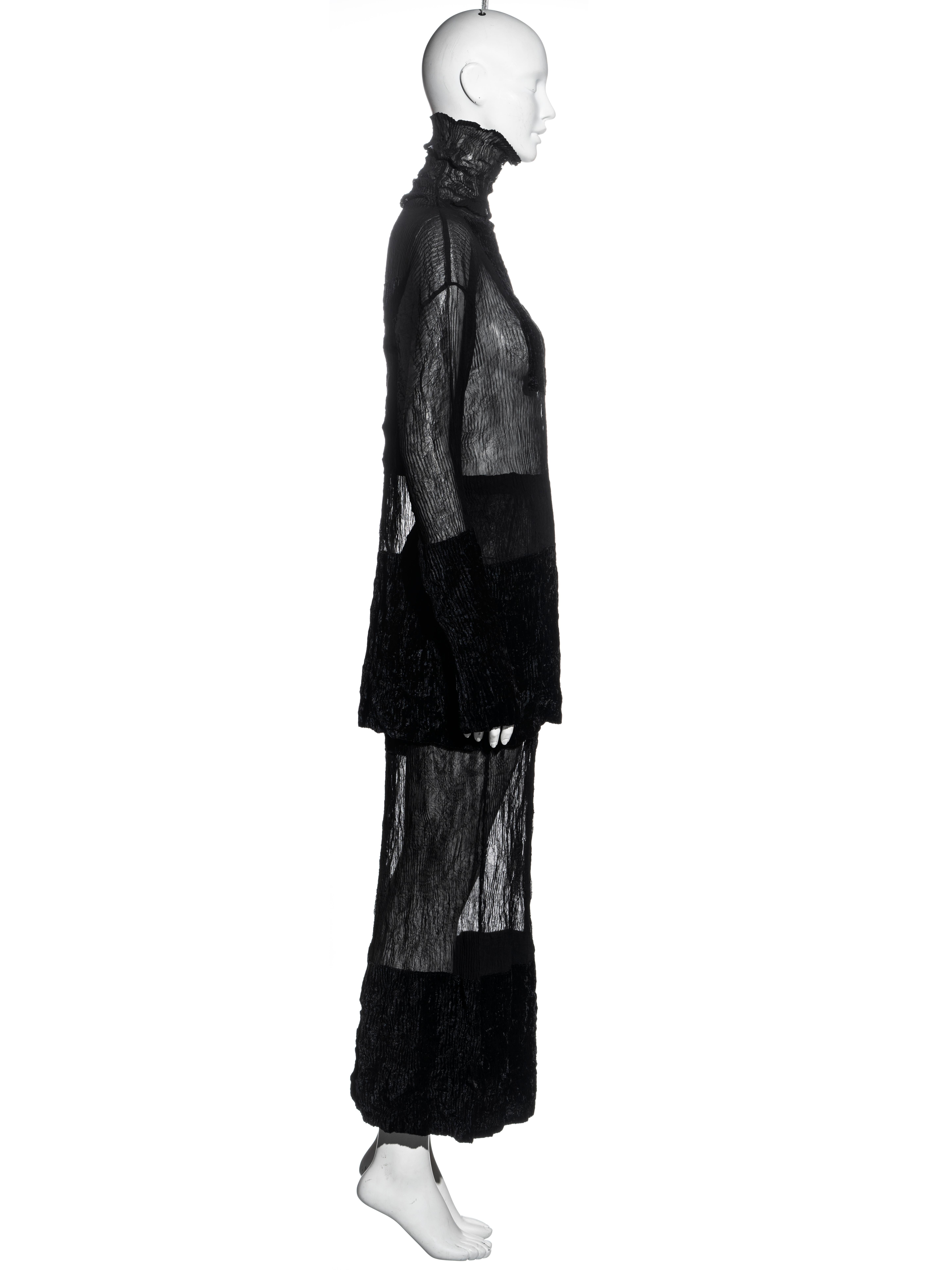 Black Issey Miyake black pleated organza sweater and skirt set, fw 1994