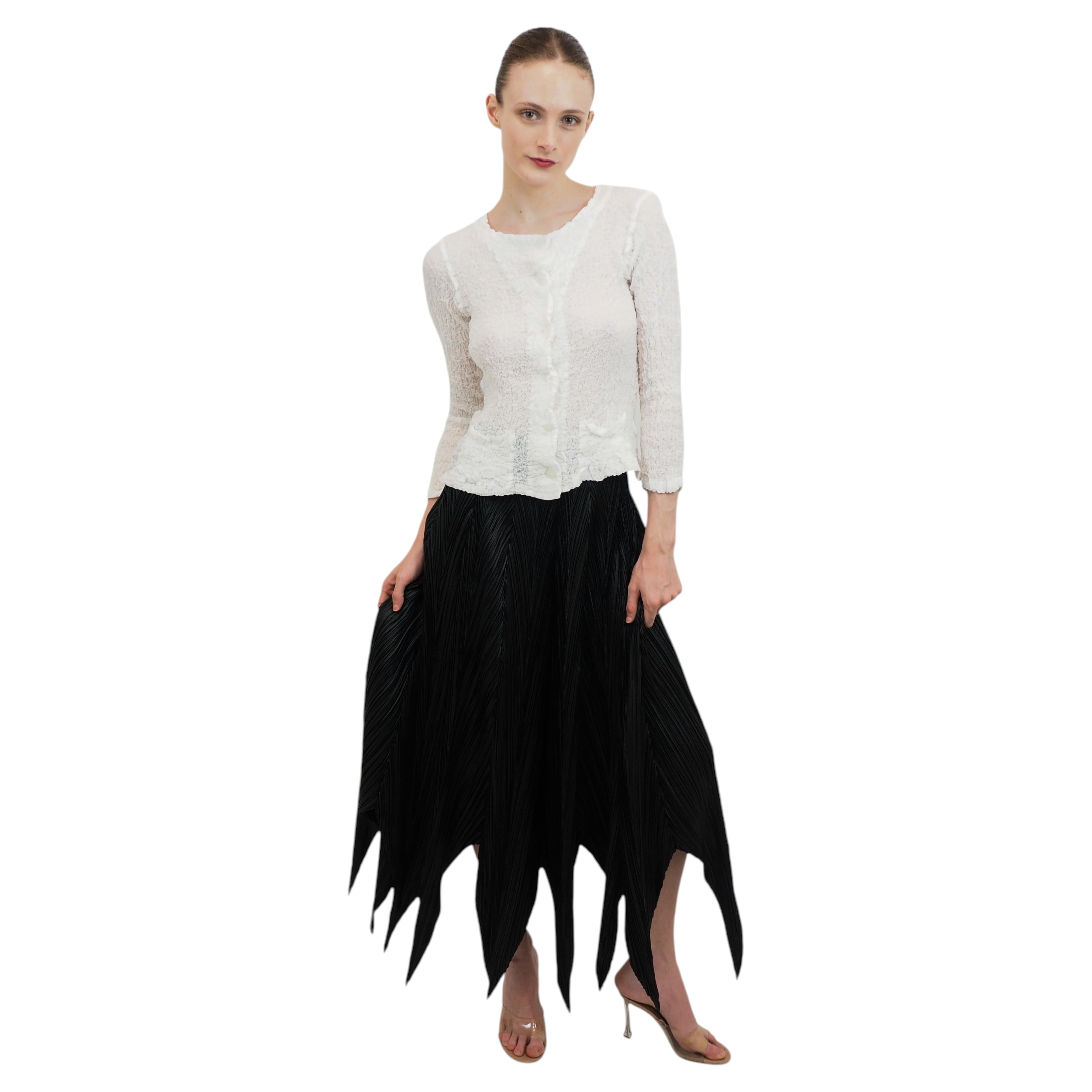 Issey Miyake Black Pleated Skirt With Points