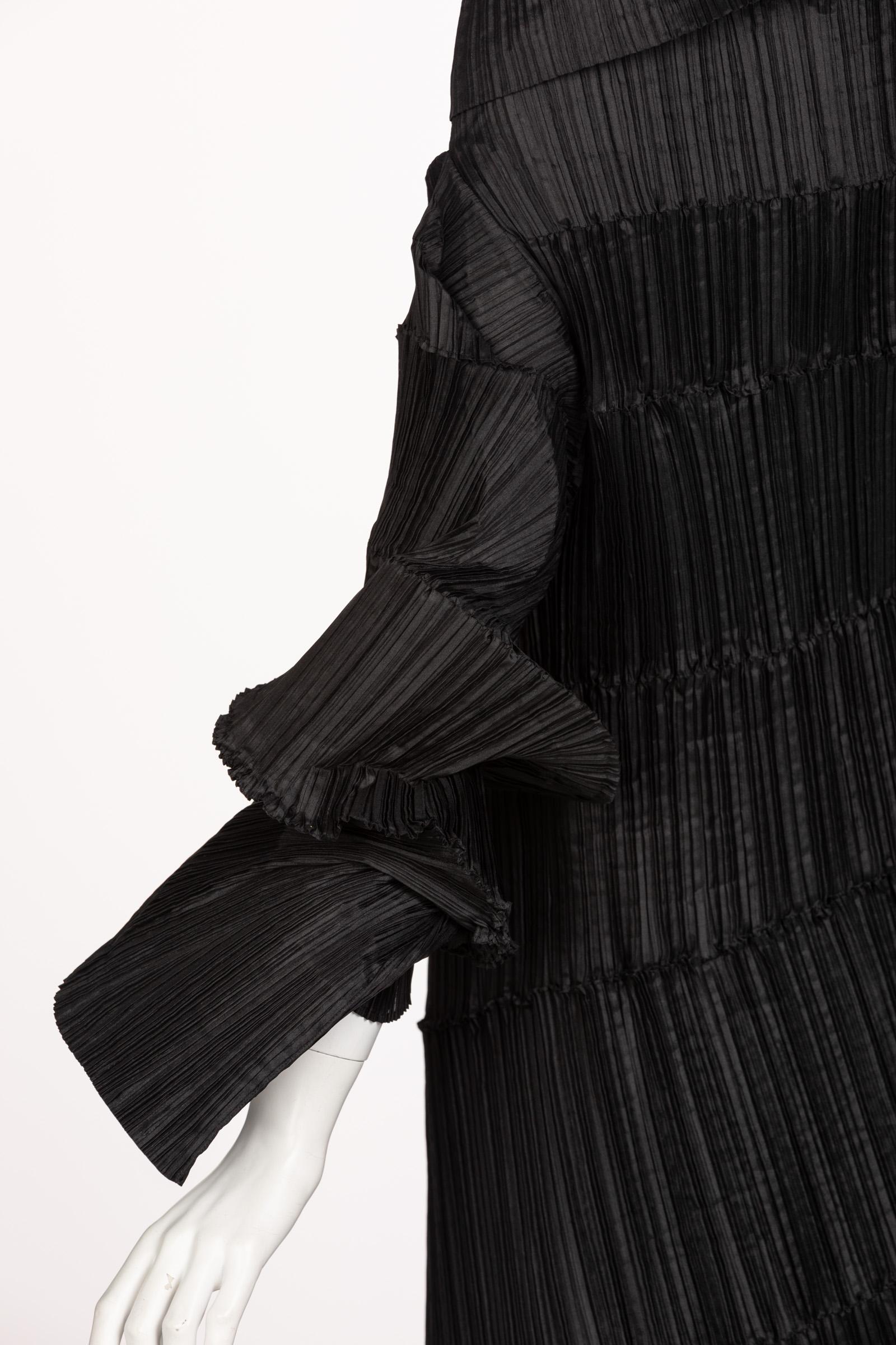 Issey Miyake Black Pleated Spiral Dress, 1990s 4