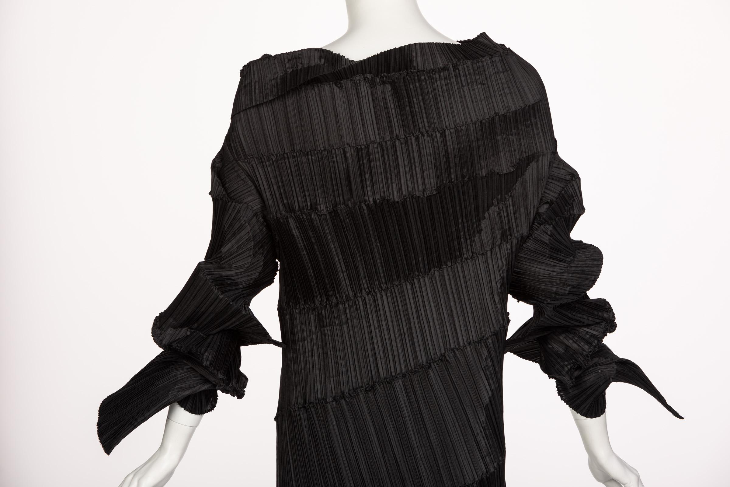 Issey Miyake Black Pleated Spiral Dress, 1990s 5