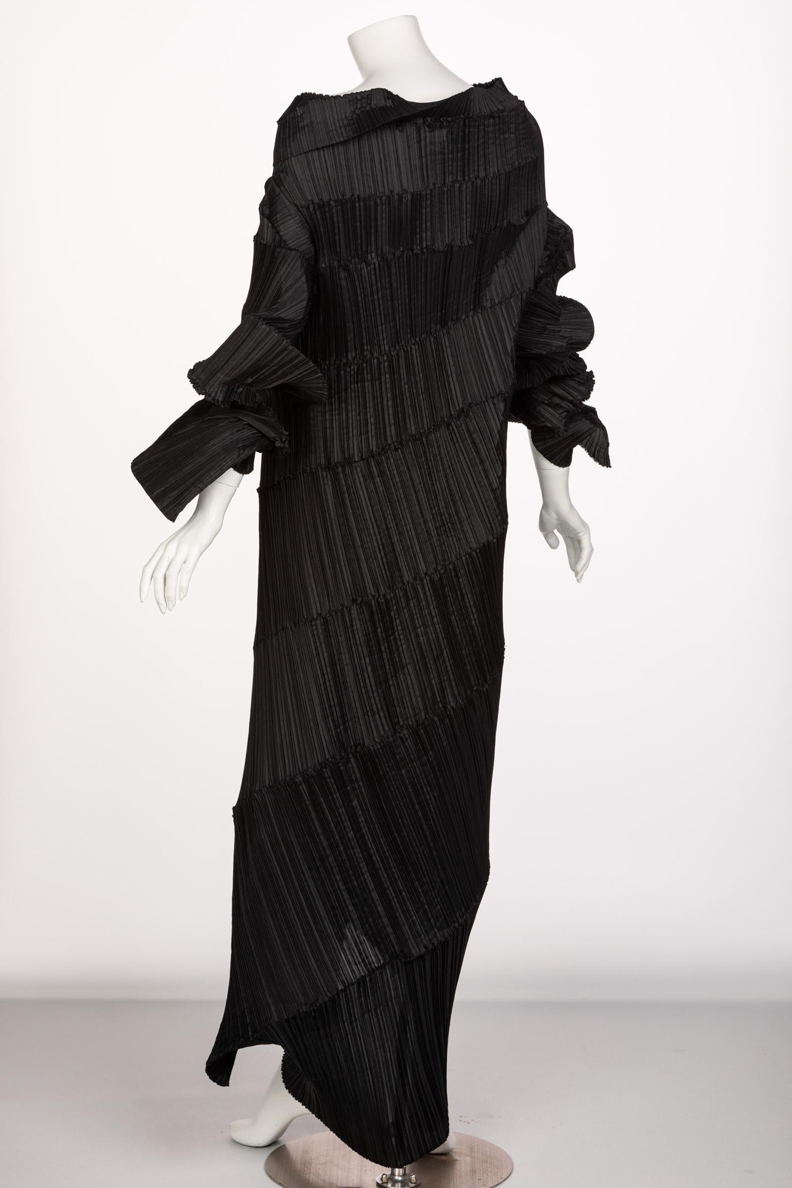 Women's Issey Miyake Black Pleated Spiral Dress, 1990s