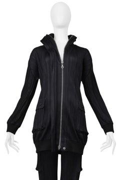Issey Miyake Black Pleated Track Suit With Large Pockets 2004