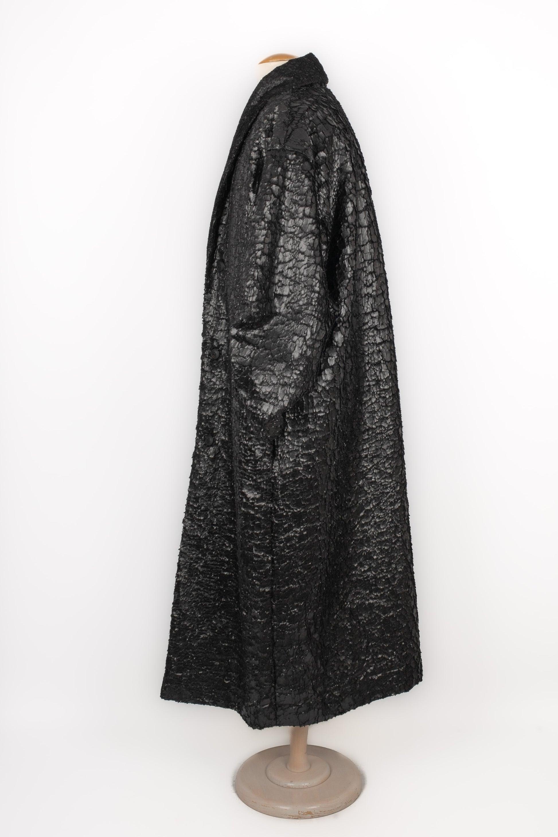 Men's Issey Miyake Black Polyester Fleece Men Coat, 1987 For Sale