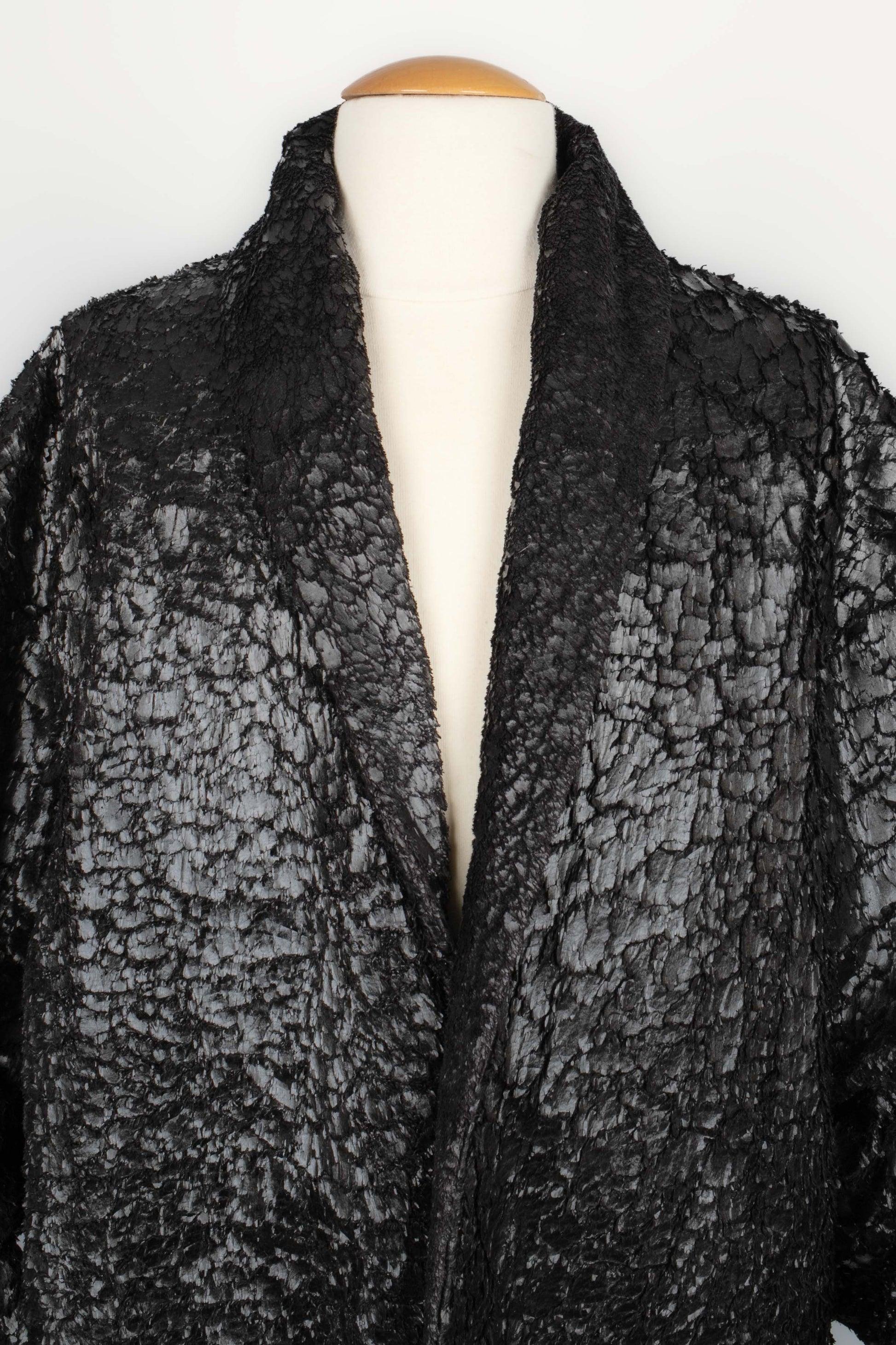 Issey Miyake Black Polyester Fleece Men Coat, 1987 For Sale 3