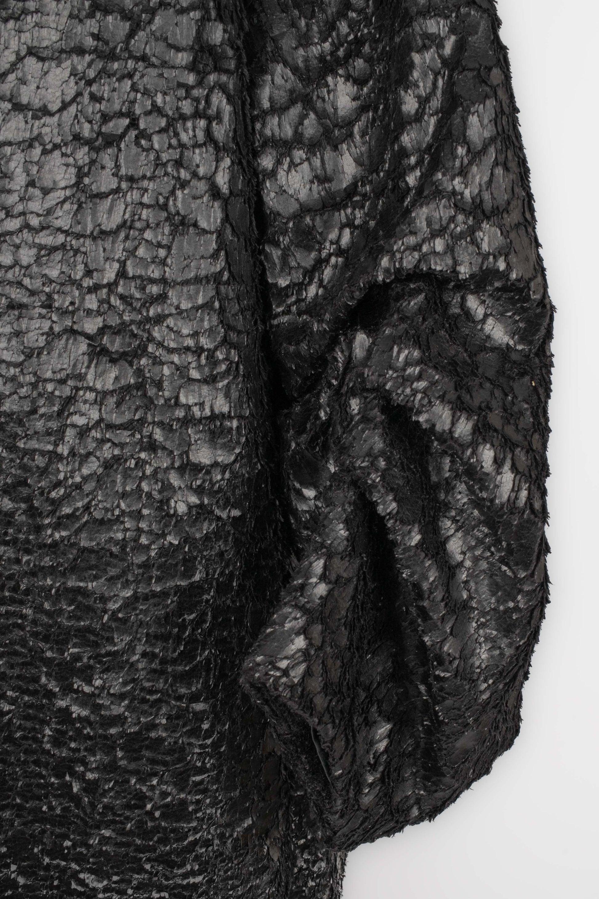 Issey Miyake Black Polyester Fleece Men Coat, 1987 For Sale 4