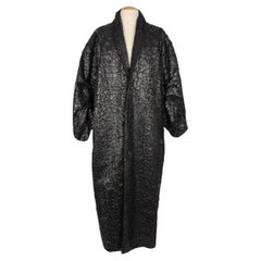 Issey Miyake Black Polyester Fleece Men Coat, 1987