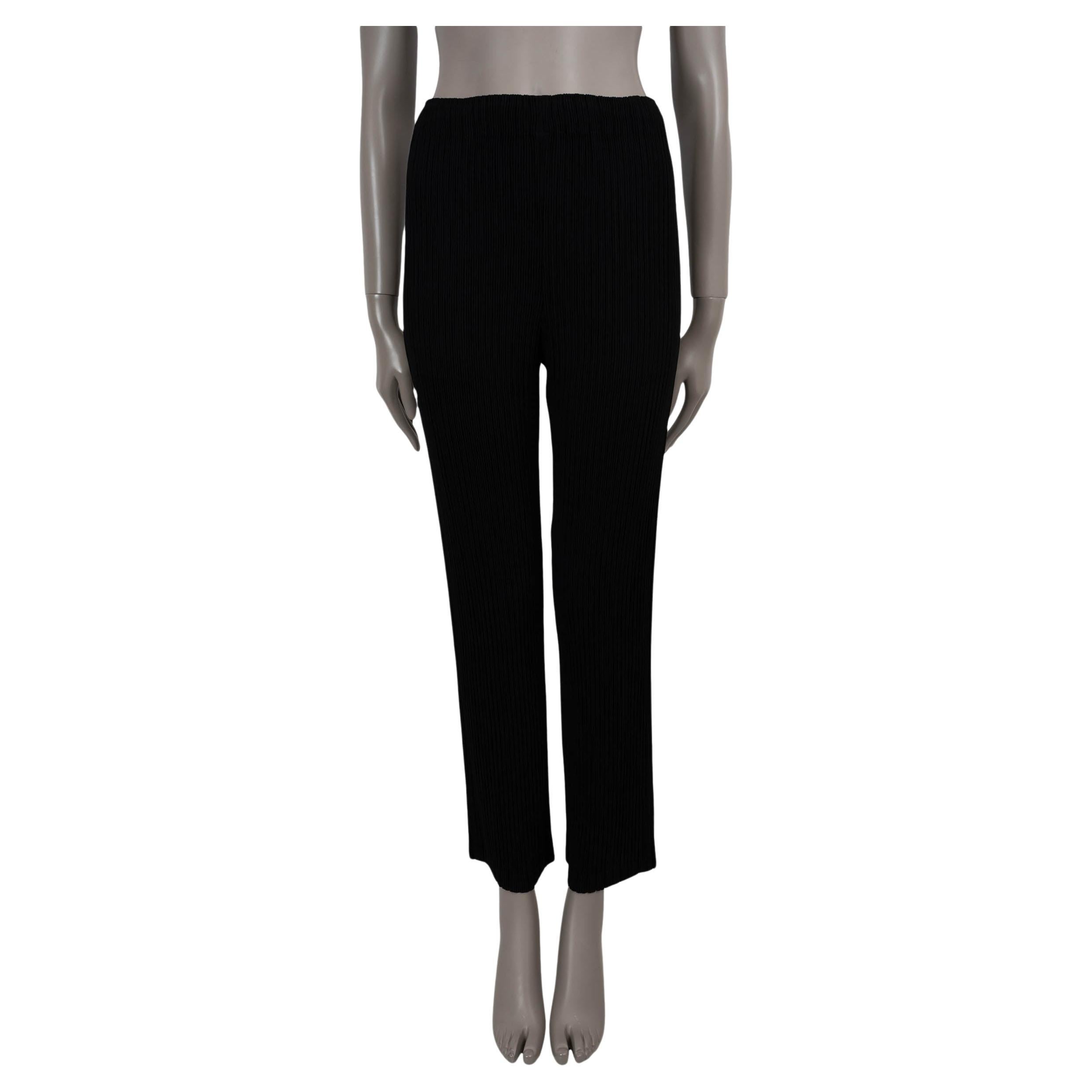 ISSEY MIYAKE schwarz Polyester HATCHING PELATS STRAIGHT LEG Pants 3 M im Angebot
