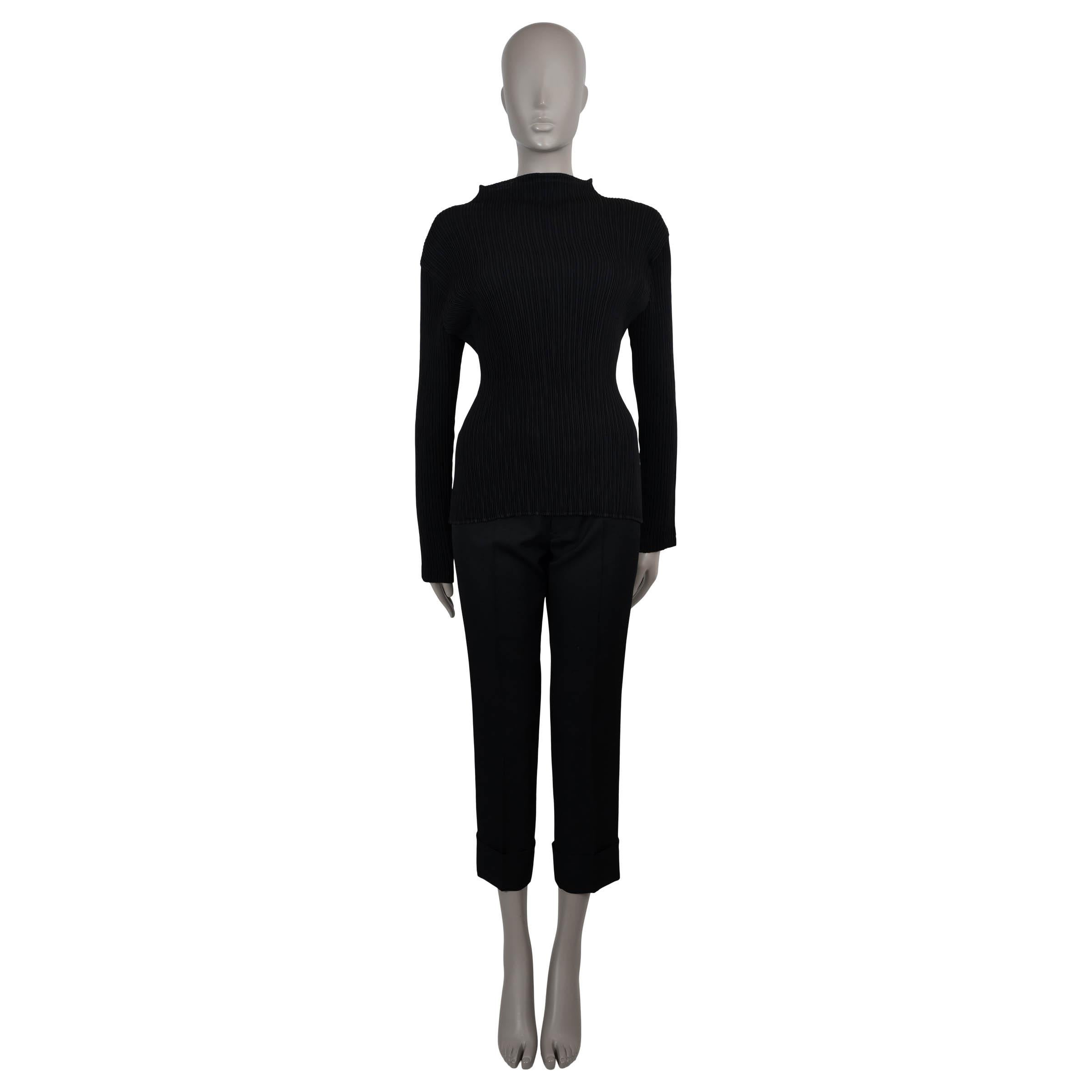 Issey Miyake noir polyester HATCHING PLEATS LONG SLEEVE Shirt 3 M Unisexe en vente
