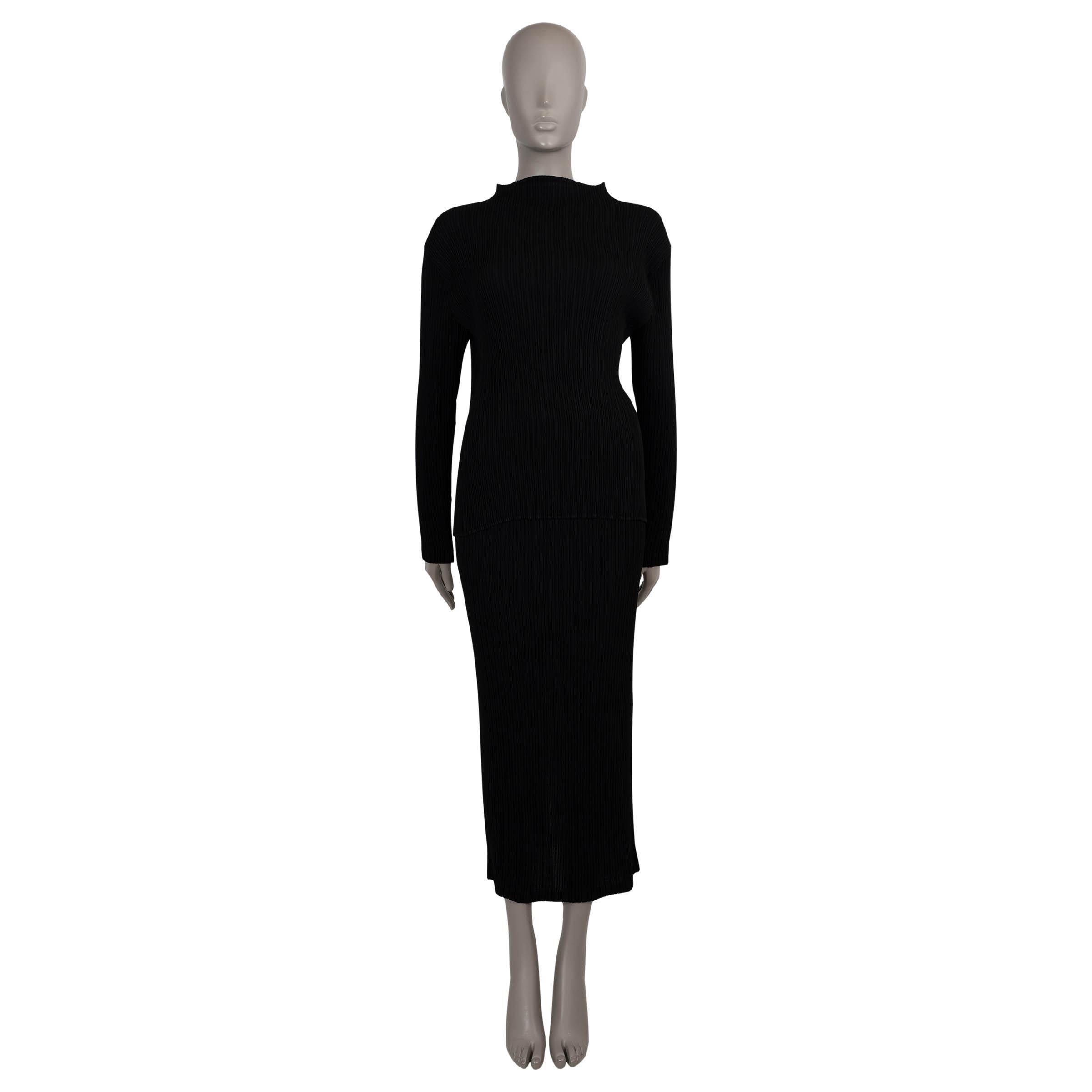 Issey Miyake noir polyester HATCHING PLEATS LONG SLEEVE Shirt 3 M en vente 2