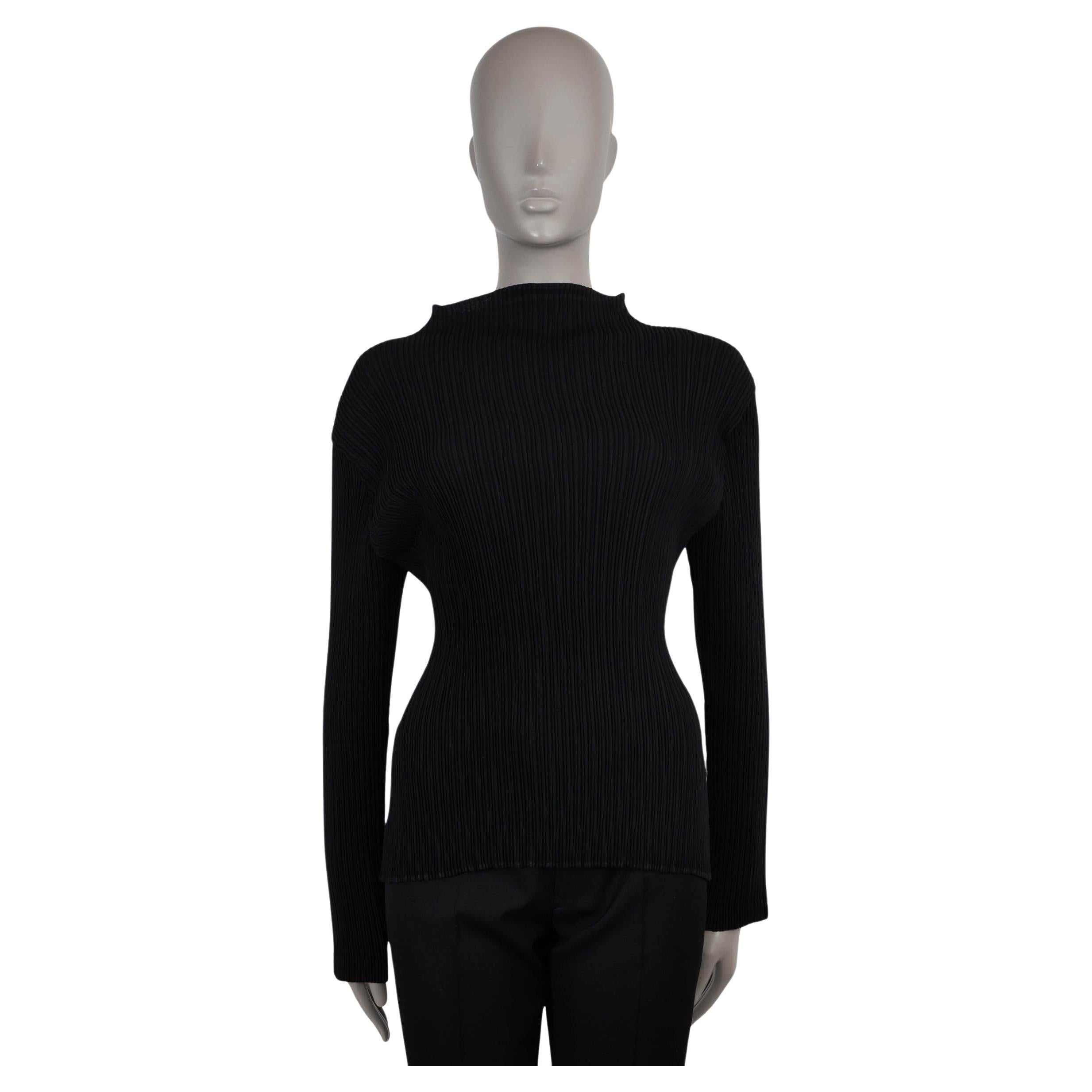 Issey Miyake noir polyester HATCHING PLEATS LONG SLEEVE Shirt 3 M